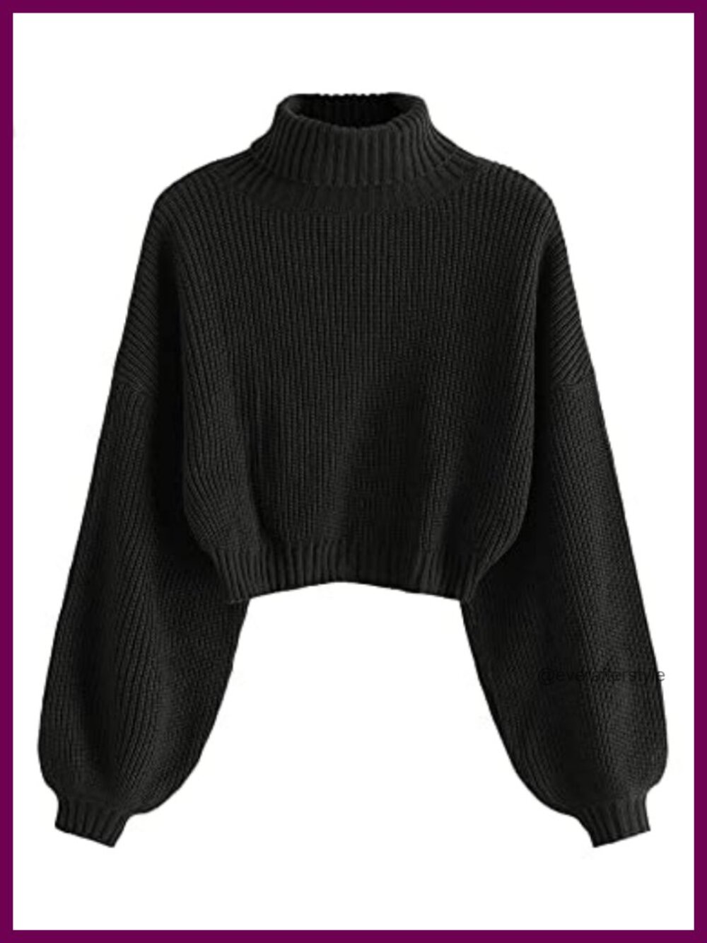 ZAFUL Cropped Lantern Sleeve Turtleneck Sweater Women Pullover